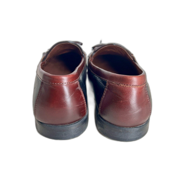 Johnston Murphy Mens Shoes 10 Black Brown Two Tone Leather Loafers Slip On Nice! - Picture 4 of 12